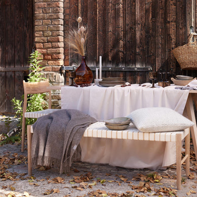 Dining Chair Zenica Light Oiled Oak & Natural white, Oak wood & 100% Cotton canvas