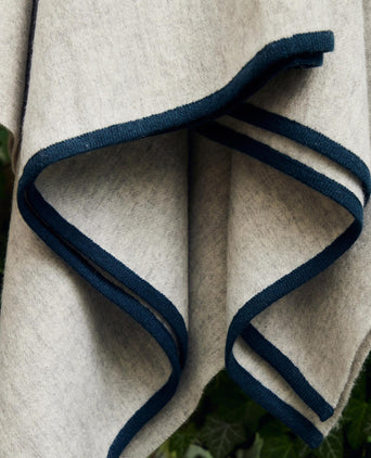 Alxa Cashmere Merino Blanket [Light grey melange & Teal]