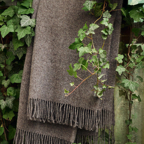 Tahua Wool Blanket [Grey brown melange]