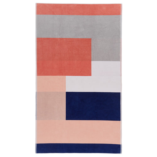 Vigo beach towel, ultramarine & light pink & papaya, 100% cotton