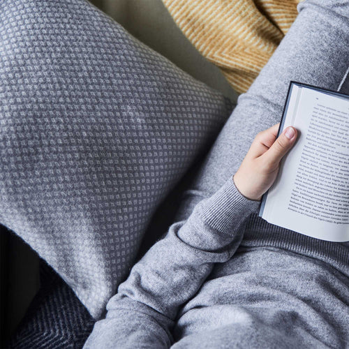 Alashan Cushion light grey & cream, 100% cashmere wool | URBANARA cushion covers