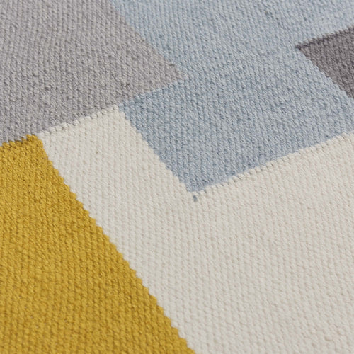 Indari doormat, grey & ice blue & bright mustard, 100% pet | URBANARA outdoor accessories