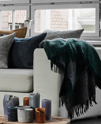 Karby Wool Blanket dark green & grey melange, 100% new wool