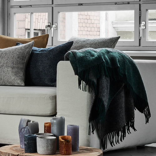 Karby Wool Blanket in dark green & grey melange | Home & Living inspiration | URBANARA
