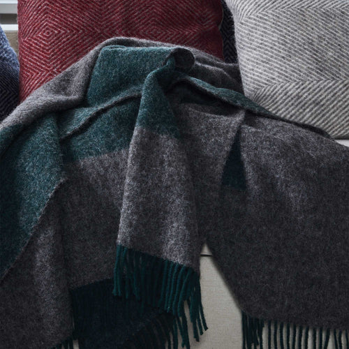Karby Wool Blanket dark green & grey melange, 100% new wool | High quality homewares
