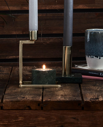 Teelichthalter-Set Nanda green, 100% marble
