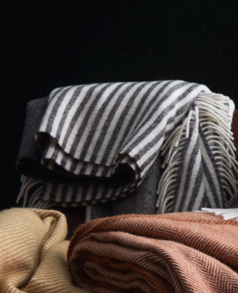 Visby Wool Blanket brown & cream, 100% new wool